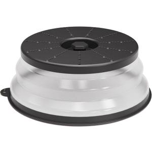 WVM Microwave Splatter Cover Vented for Food with Hook Hole, Splatter Guard & Colander Kitchen Gadget for Food, Meal Prep, Black