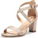 IDIFU Women's IN3 Grace Strappy Block Heels Sandals Comfy Open Toe Chunky Dress Wedding Shoes with Adjustable Cross Strap size 10
