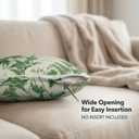 Green Floral Throw Pillow Covers 18x18 - Faux Linen Botanical Wildflower Decorative Cushion Case, Double Sided Farmhouse Spring Decor for Sofa Couch Living Room (1 Pack, No Insert)