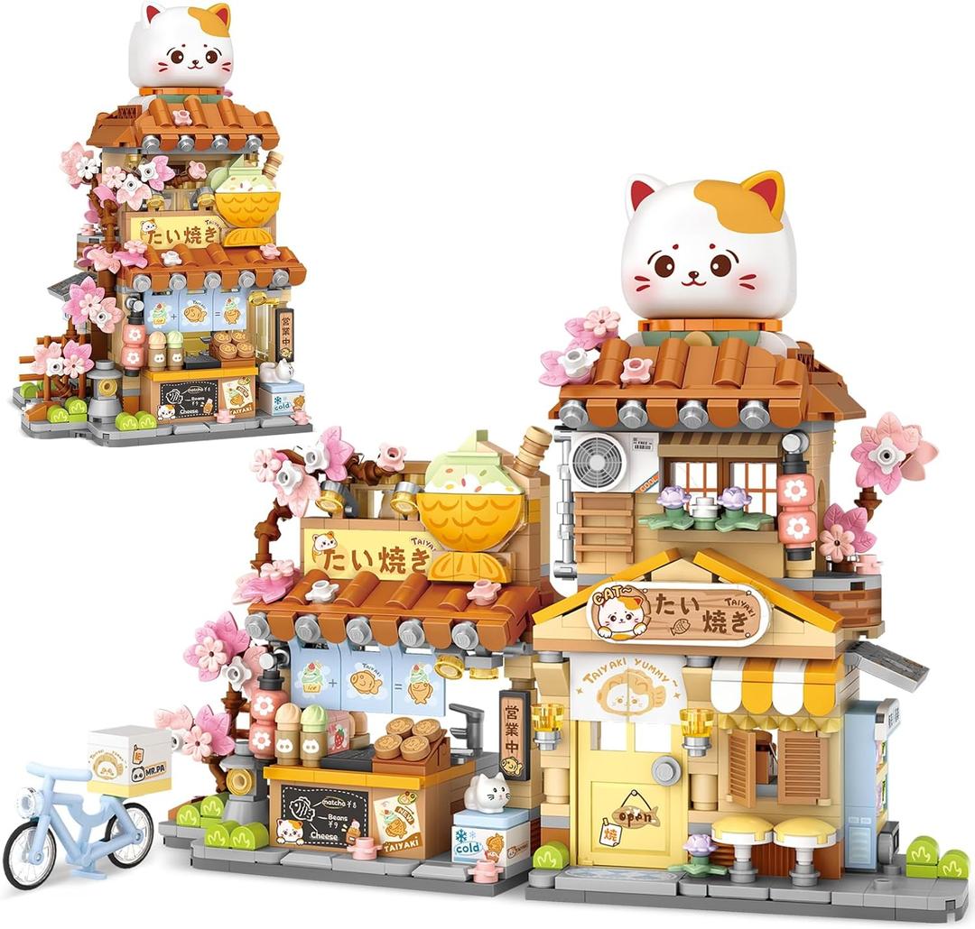 Japanese Street View Taiyaki Shop Mini Building Blocks for Girls 612, MOC Creative Building Toys Cute Panda Building Set, Simulation Architecture Construction Toy, Gift Idea for Kids Adults (923 PCS)
