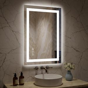 Kosmonia 28x20 Inch LED Bathroom Mirror with Lights, Anti-Fog, Dimmable