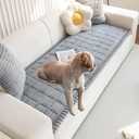 Non Slip Fuzzy Pet Couch Covers for Sofa, Washable Couch Cushion Covers for Large Dogs (27 in x 83 in, Grey)