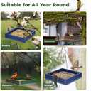 Kingsyard WPC Composite Platform Bird Feeder for Outside, Heavy Duty Hanging Tray for Mealworms & Seeds, 3.5 lbs Large Capacity, Weatherproof Recycled Plastic Material, Easy to Clean, Blue