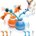 2PCS Interactive Dog Toys Dog Ball,Automatic Rolling and Bouncing Moving Dog Toy,Squeaky Rolling Balls with Flashing Light,USB Rechargeable Chew Toys for Puppy Small Dogs, Pet Ball to Keep Them Busy (1 Orange+1 Blue)