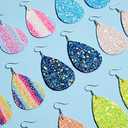 Glitter Teardrop Earrings, 12 Assorted Designs (1.5 x 2.2 In, 12 Pairs)