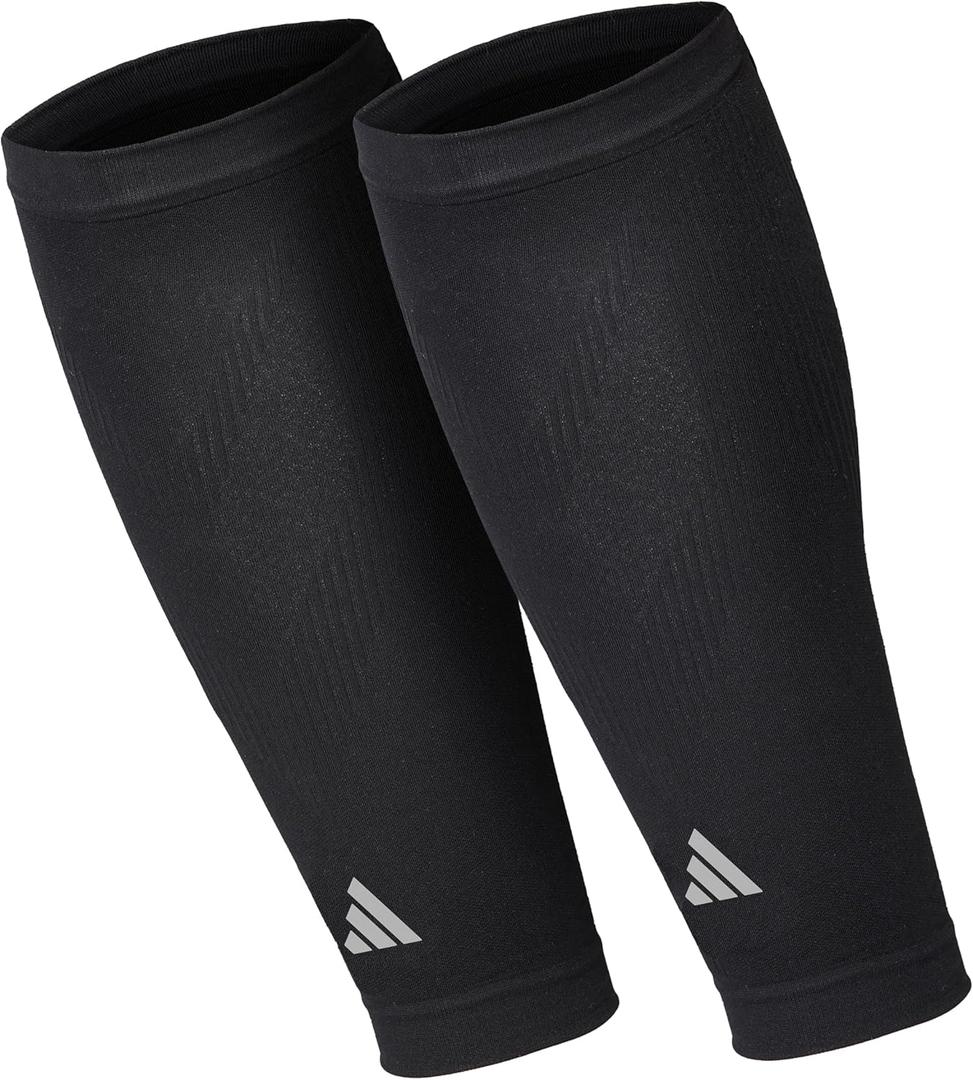 adidas Aeroready Compression Calf Sleeves, Lightweight, Moisture-Wicking Calf Compression Sleeves (Small/Medium, Black V1)