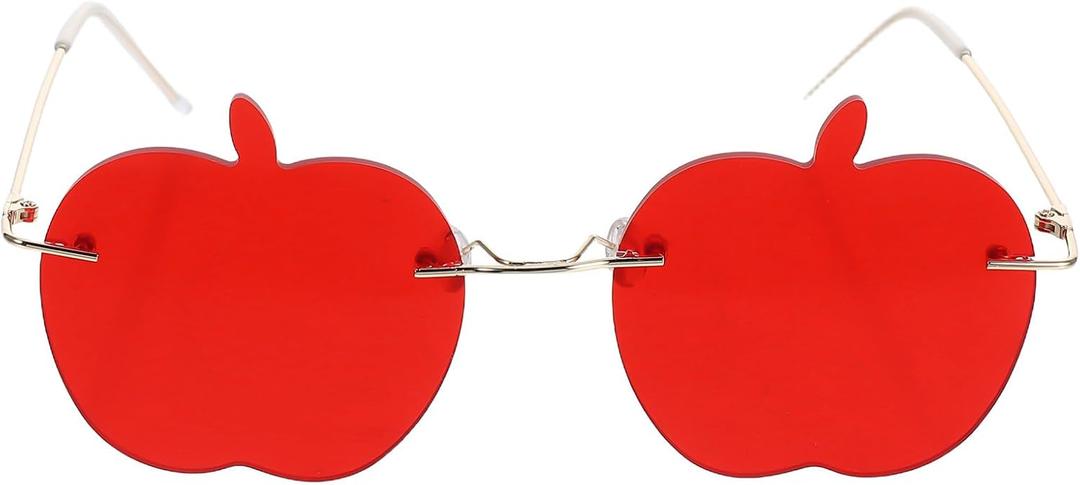 Apple Sunglass Apple Shaped Sunglasses Transparent Tinted Candy Color Eyewear Frameless Glasses for Valentines Day Party Cosplay