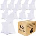 Craft And Party 50 Pack White Spandex Folding Chair Covers, Stretch Polyester Slipcovers for Wedding, Party & Dining Chairs Flat Front Design, Universal Fit