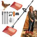 Chicken Poop Scooper for Chicken Coop 304 Stainless Steel Adjustable Angle Durable Sand Sifting Litter Shovel for Farm Animals Cleaning Tools (Orange)