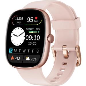 Fitness Tracker 2025 Ver. (Answer/Make Calls), 1.85" Smart Watch Fitness Watches for Women Men with 24/7 Heart Rate Blood Oxygen Monitor Sleep Tracker 100+ Sport Modes IP68 Waterproof (Pink)