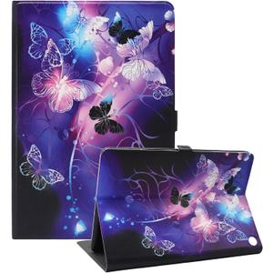 Amazon Kindle Fire HD 10 and Fire HD 10 Plus 10.1" Tablet Case (13th/11th Generation 2023/2021 Release), Slim Fit Leather Stand Smart Cover with Auto Sleep/Wake, Purple Butterfly