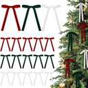 Red,Green,White 24 Pcs Velvet Bows Christmas Tree Ornaments Valentines Day Bows Decoration for Garland Home Coquette Wedding Decor (5 x 7 Inch,Width of 5/8")