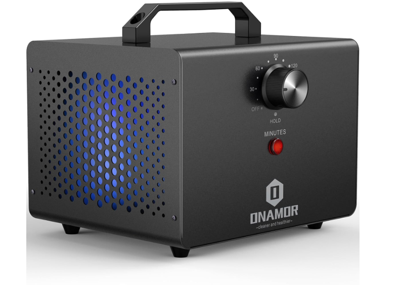 ONAMOR Ozone Generator 77000mg, Ozone Machine Ionizer O3 Deodorizer for Home, Basement, Smoke, and Pet Room (Eliminating Odors Area up to 4000 Square Feet, All Metallic Black)