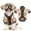 Small Dog Sweaters Cute Bear Dog Cardigans Clothes for Small Medium Dogs Boy Girl Puppy Cat Knitting Cardigan Outfits Dogs Winter Coats Warm Pet Doggy Clothes Soft Knitwear (Beige, Small)