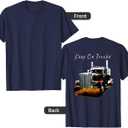 Adult and Youth Semi Truck Keep On Truckn Back Design T-Shirt Small, Dark Blue