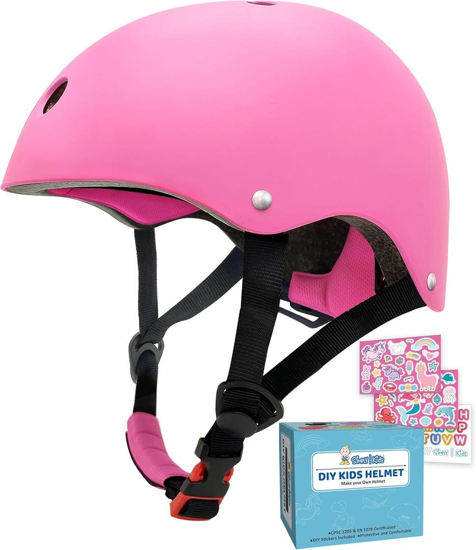 Simply Kids Bike Helmet with DIY Stickers, CPSC & CE Certified - Toddler Helmet for Skateboard Roller-Skating Bicycle Scooter (S (2-8 Years), Girls in Wonderland)
