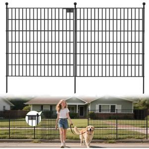 Land Guard 20 Panels No Dig Decorative Garden Fence with Gate for Yard, 30 in(H) x 50 ft(L) Removable Dog Fence Outdoor for Yard, Rustproof Metal Animal Barrier Ground Stakes