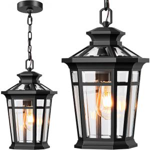 Black Large Outdoor Pendant Light, Extra Large Outdoor Hanging Light, 9''-large Size