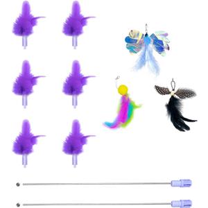 9 Pcs Soft Feathers Replacement Accessories, Interactive Toys for Indoor Cats, ONLY Fits Cat Toys, NOT fits for Other Brand