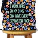 WCGXKO Video Game Gift Game Merchandise Funny Gaming Makeup Bag For Gamer (I WORK HARD Tote)