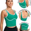 RUNNING GIRL Sports Bras for Women,Longline Workout Crop Tank Tops Padded with Built in Shelf Padded Sports Bra (Green, L)