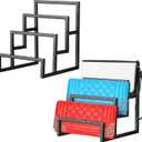 2 Pack Purse Organizer for Closet Display 4 Layer Sliver Riser Stand Clutch Purse Organizer Display Metal Wallet Rack for Handbag Home Retail Boutique Store Supplies
