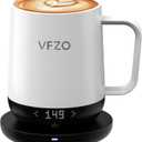 Smart Mug,Self Heating,Temperature-Controlled, Self-Heating Coffee Mug.LED Real-time Temperature Display. 180 Minutes Maximum Battery Life.Smart Coffee Cup(12oz, Ivory)