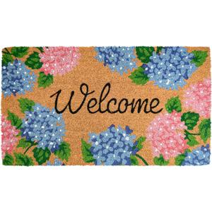 MAINEVENT Hydrangea Door Mat 30x17 Inch, Vibrant Hydrangea Doormat Outdoor, Hydrangeas Outdoor Mat for Spring, Floral Doormat for Summer, Welcome Mat Floral, Coir Spring Door Mat