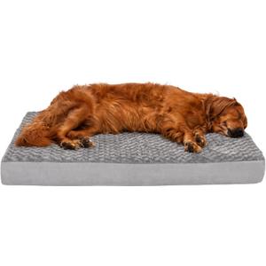 Furhaven Orthopedic Dog Bed for Large Dogs w/ Removable Washable Cover, For Dogs Up to 95 lbs - Ultra Plush Faux Fur & Suede Mattress - Gray, Jumbo/XL