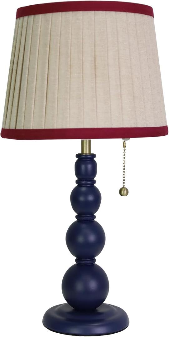 Modern Table Lamp for Living Room, Farmhouse Table Lamps, 8X8X15 Inch Navy Wood Base Desk Lamp Pull Chain Switch Desk Lamp for Bedrooms and Office (Cream Tapered Pleated Cloth Shade) Modern Table Lamp for Living Room, Farmhouse Table Lamps, 8X8X15 Inch Navy Wood Base Desk Lamp Pull Chain Switch Desk Lamp for Bedrooms and Office (Cream Tapered Pleated Cloth Shade)