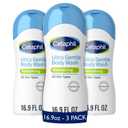 Cetaphil Ultra Gentle Refreshing Body Wash, Refreshing Scent For Dry to Normal, Sensitive Skin, 16.9oz Pack of 3, with Aloe Vera, Calendula, Vitamin B5, Hypoallergenic, Dermatologist Tested