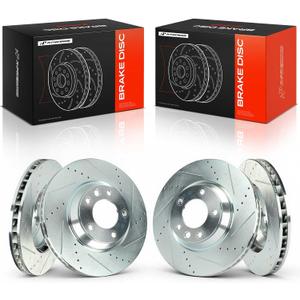 A-Premium 13.77 inch (349.7mm) Front Drilled and Slotted Disc Brake Rotors
for Select Audi, Porsche and Volkswagen Models - Q7 2007-2015, Cayenne 2003-2018, Touareg 2004-2010, 2-Pack