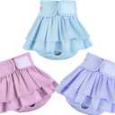 Female Dogs Diapers Belly Bands(3Pack), Washable Reusable Female Skirt Doggy Wraps Panties for Doggie Puppy Pooping Potty Training Incontinence Marking Paal Para Perro Morandi Pink Purple blue Medium