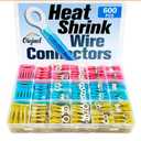 600Pcs Heat Shrink Wire Connectors Electrical Kit - Oiojuct Marine Automotive Crimp Terminals Assortment, Waterproof Ring Fork Spade Electrical Butt Connector