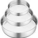 P&P CHEF Cake Pan Set of 3, 8" + 9.5" + 11" Round Baking Layer Cake Pan Tin | Stainless Steel & Mirror Finish, Bakeware for Birthday Weeding Anniversary, Heavy Duty & Non Toxic, Oven & Dishwasher Safe