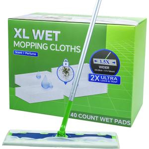 40 Count XL Wet Pads Refills for Swiffer Sweeper XL Mop, Disposable X-Large Wet Mopping Cloths, Extra Large Size Pads Refill for Multi-Surface Floor Cleaning (Mop not Included)