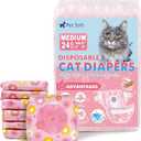 Pet Soft Disposable Cat Diapers  Diaper for Female & Male Cats, Puppy Doggie Diapers for Female Dogs with Adjustable Foam Tail Hole, Medium (24Pcs, PK Flowers)
