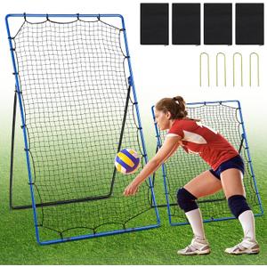2-in-1 Volleyball Rebounder Net, Adjustable from 7x4 ft to 4x4.5 ft, 5 Angle Adjustable Volleyball Practice Net Training Equipment for Volleying,Bumping,Spiking,Multi-Sport Practice