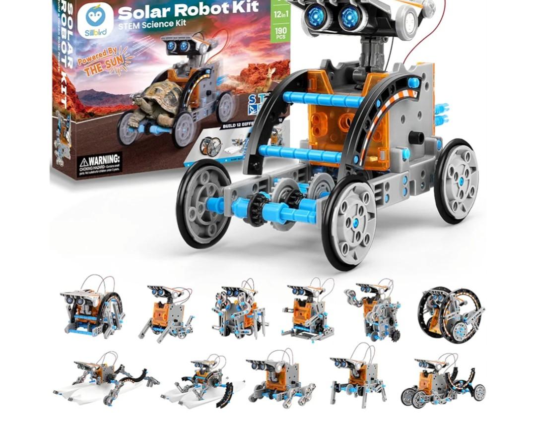 Sillbird 12-in-1 Solar Robot Building Kit STEM Gift for Boys Aged 8-13, DIY Science Educational Robotic Toys for Kids Teens Birthday, Powered by The Sun with 190 Pieces