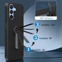 Case for Samsung Galaxy A26 5G 2024 Phone Case with Screen Protector, 360 Rotatable Folding Hidden Kickstand/Stand Silicone TPU Slim Fit Shcokproof Protective Cover Case for Samsung A26 5G - Black