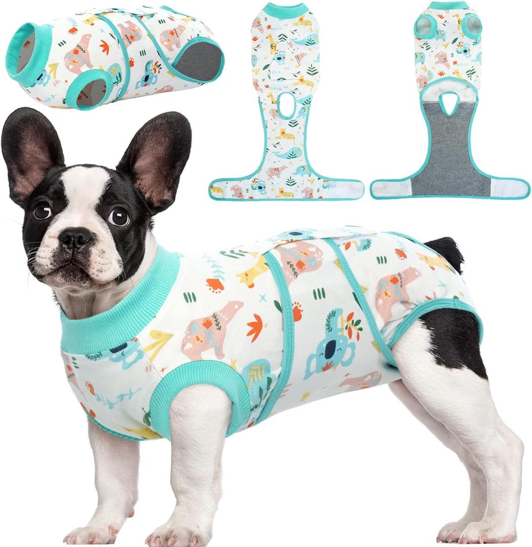 Kuoser Recovery Suit for Dogs Cats After Surgery, Professional Pet Recovery Shirt Dog Abdominal Wounds Bandages, Substitute E-Collar & Cone,Prevent Licking Dog Onesies Pet Surgery Recovery Suit (X-small (Back:8.3-11.4'', Weight:4-7 Lb), Animal)