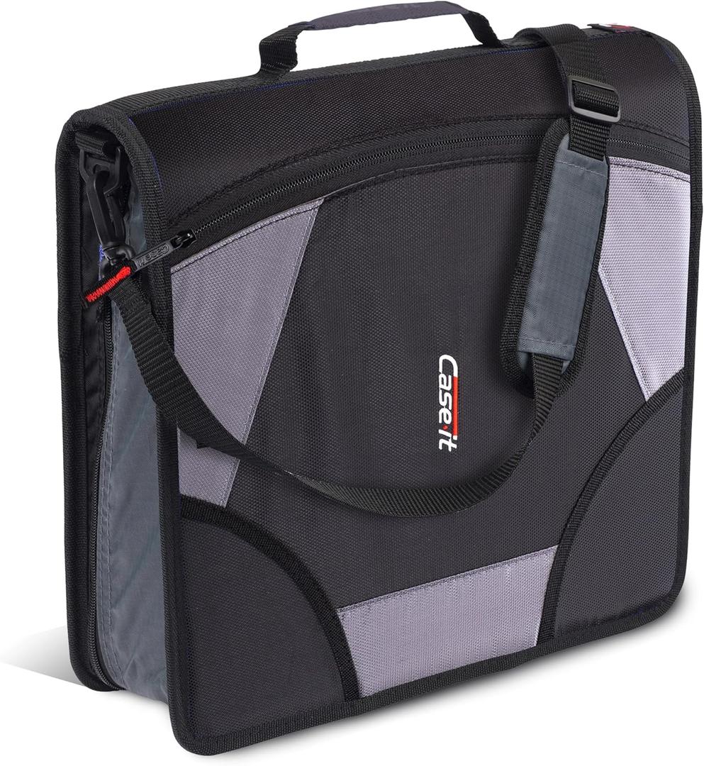 Case it King Size Mighty Zip Tab Binder, 3 Rings, 4" Capacity, 11 X 8.5, Black