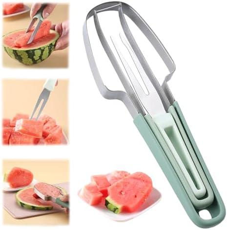 Pack of 4 Fantexy 3-in-1 Watermelon Slicer and Popsicle Maker - Stainless Steel Melon Cutter Tool for Camping and Kitchen