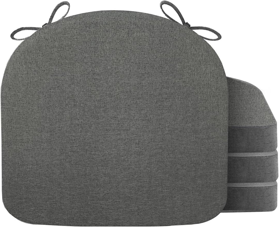 Nordjager Chair Cushions for Dining Chair Seat Set of 4, Memory Foam Chair Pads Help You Relief from Sedentary Discomfort in The Office or Kitchen and Dining Rooms (17" x 16" x 2.5", Dark Grey)