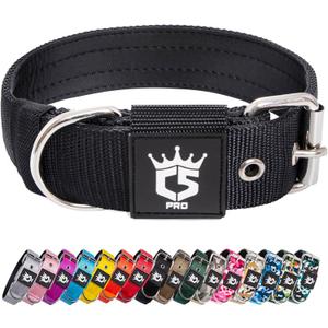 TSPRO Tactical Dog Collar 1.5 Inch Wide Thick Dog Collars with Heavy Duty Metal Buckle, Durable, Strong, Adjustable for Medium to Large Dogs (Black L)