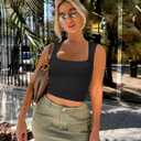 OLCHEE Womens Ribbed Crop Tank Tops Seamless Square Neck Sleeveless Cropped Shirts 2025 Summer Trendy Top - Black Small (Black, S)