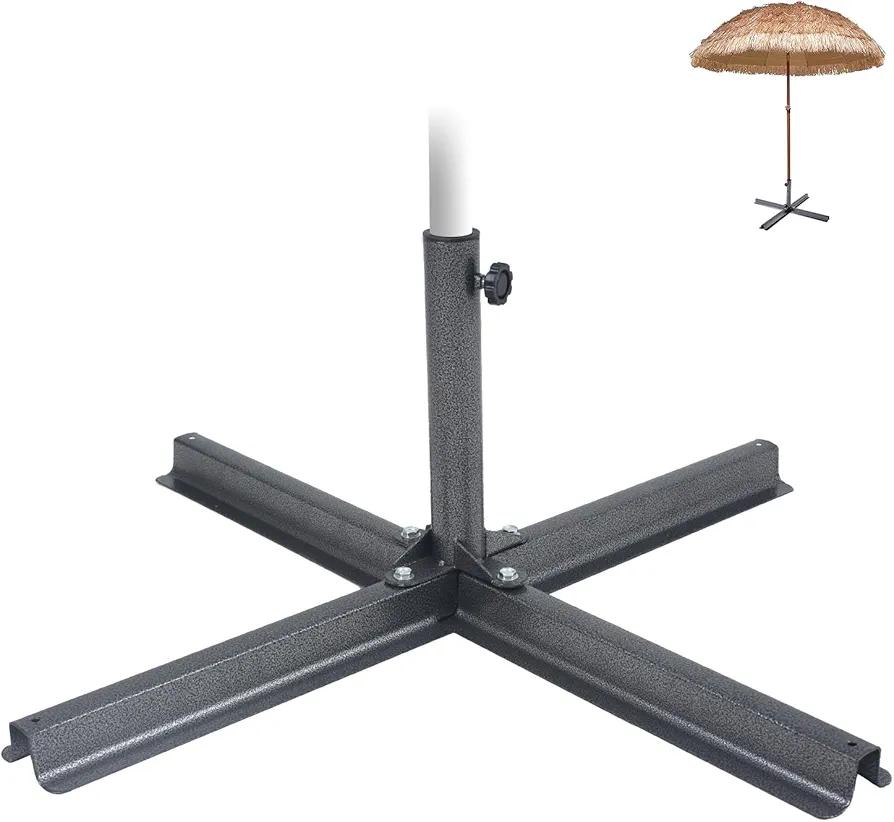 Calcy Ssay Cross Base Umbrella Stand, Metal Heavy Duty Portable Umbrella Stand, Beach Umbrella Stand for Outdoor Shade, Patio, Garden (A-35.4in)