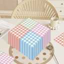 2 x 100 Pcs Gingham Pastel Checkered Napkin 2 Ply Disposable Scalloped Cocktail Napkins Plaid Paper Decoration for Wedding Birthday Beverage Fiesta Baby Shower 6.5 x 6.5 Inches