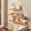 32" Live Edge Floating Shelves, Solid Elm Wood Shelf, Set of 2, 32"L, 2-Pack