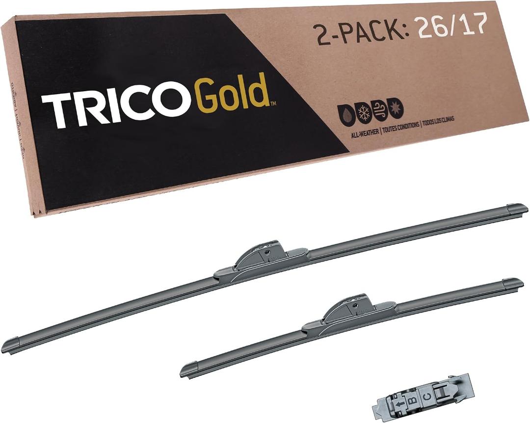 TRICO Gold™ (18-2617) 26 & 17 Inch Pack of 2 Automotive Replacement Windshield Wiper Blades for My Car Super Premium All Weather Beam Blade for Select Vehicle Models